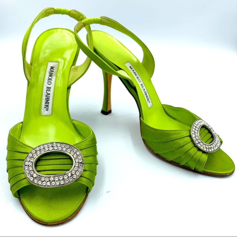 Manolo Blahnik Sedaraby in Chartruese Green Heels